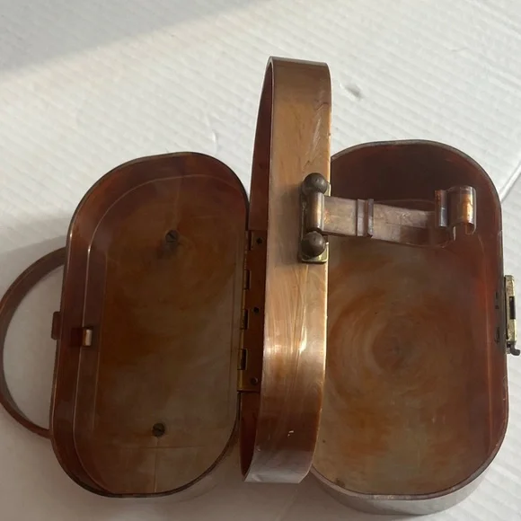 Vintage Brown metallic Cosmetic Case - Picture 3 of 7